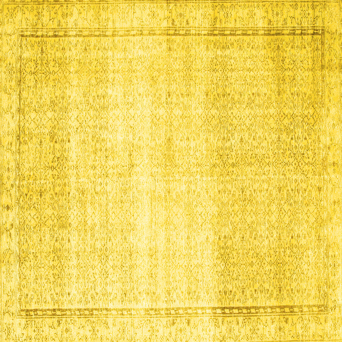 Square Machine Washable Abstract Yellow Contemporary Rug, wshcon1367yw