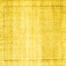 Square Machine Washable Abstract Yellow Contemporary Rug, wshcon1367yw