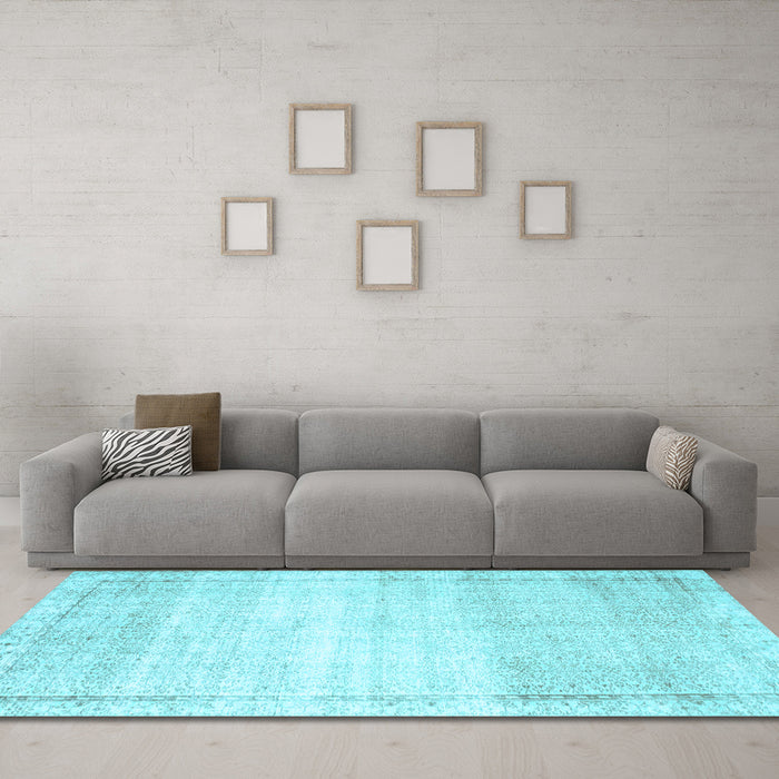 Machine Washable Abstract Light Blue Contemporary Rug in a Living Room, wshcon1367lblu