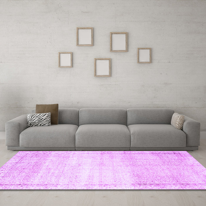 Machine Washable Abstract Purple Contemporary Area Rugs in a Living Room, wshcon1367pur