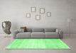 Machine Washable Abstract Emerald Green Contemporary Area Rugs in a Living Room,, wshcon1367emgrn