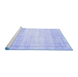 Sideview of Machine Washable Abstract Blue Contemporary Rug, wshcon1367blu