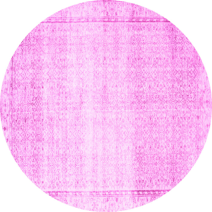 Round Abstract Pink Contemporary Rug, con1367pnk