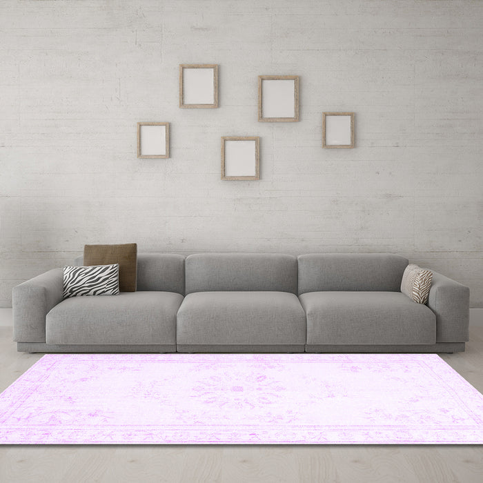 Machine Washable Abstract Purple Contemporary Area Rugs in a Living Room, wshcon1368pur