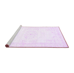 Sideview of Machine Washable Abstract Purple Contemporary Area Rugs, wshcon1368pur