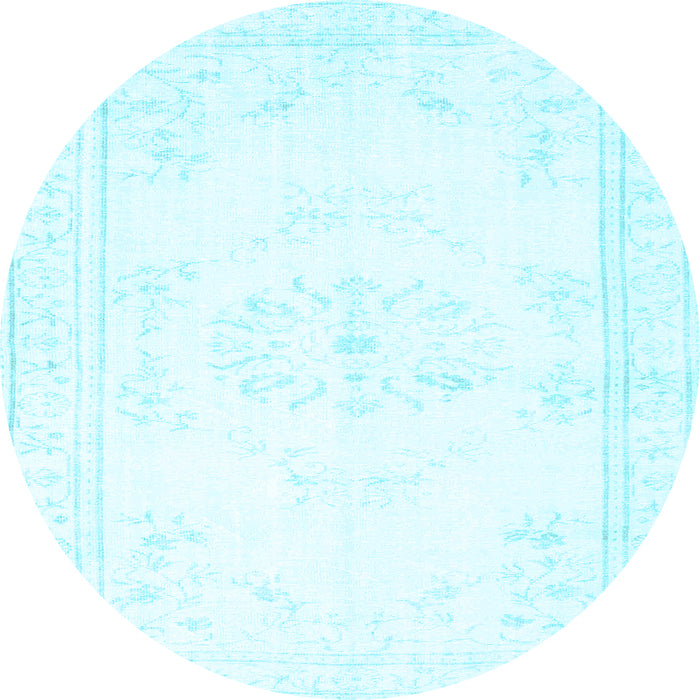 Round Abstract Light Blue Contemporary Rug, con1368lblu