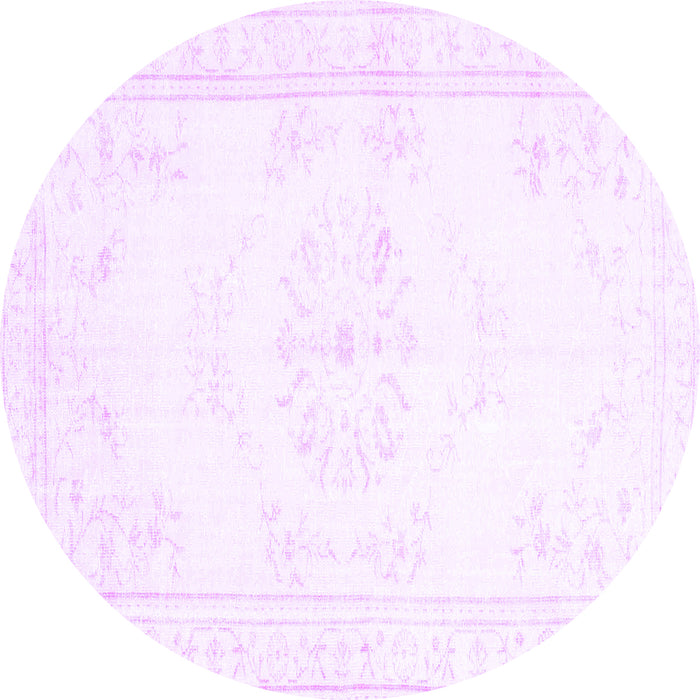 Round Abstract Purple Contemporary Rug, con1368pur