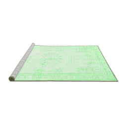 Sideview of Machine Washable Abstract Emerald Green Contemporary Area Rugs, wshcon1368emgrn