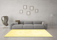 Machine Washable Abstract Yellow Contemporary Rug, wshcon1368yw