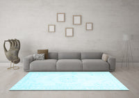 Machine Washable Abstract Light Blue Contemporary Rug, wshcon1368lblu