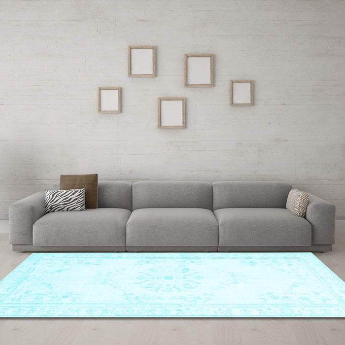 Machine Washable Abstract Light Blue Contemporary Rug in a Living Room, wshcon1368lblu