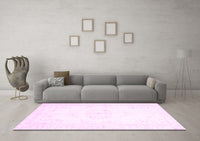 Machine Washable Abstract Pink Contemporary Rug, wshcon1368pnk