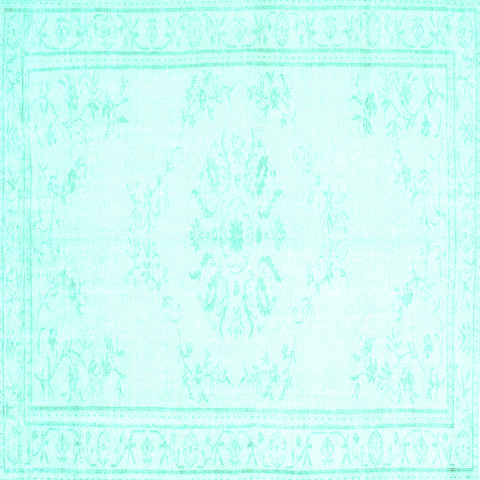 Square Machine Washable Abstract Turquoise Contemporary Area Rugs, wshcon1368turq