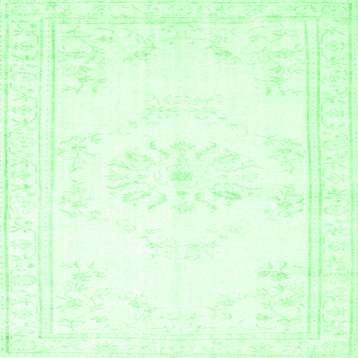 Square Machine Washable Abstract Emerald Green Contemporary Area Rugs, wshcon1368emgrn
