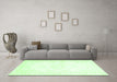 Machine Washable Abstract Green Contemporary Area Rugs in a Living Room,, wshcon1368grn