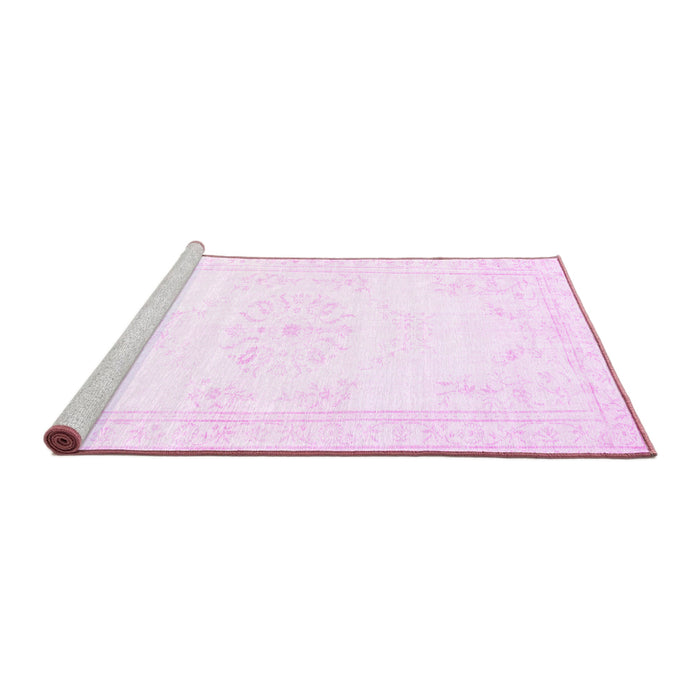 Sideview of Machine Washable Abstract Pink Contemporary Rug, wshcon1368pnk