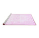 Sideview of Machine Washable Abstract Pink Contemporary Rug, wshcon1368pnk