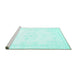 Sideview of Machine Washable Abstract Turquoise Contemporary Area Rugs, wshcon1368turq