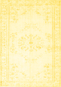 Abstract Yellow Contemporary Rug, con1368yw