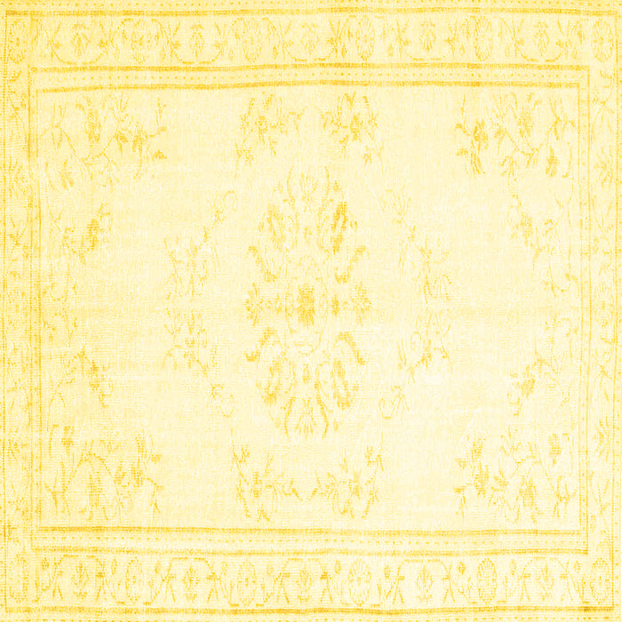 Square Machine Washable Abstract Yellow Contemporary Rug, wshcon1368yw