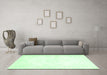 Machine Washable Abstract Emerald Green Contemporary Area Rugs in a Living Room,, wshcon1368emgrn