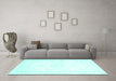 Machine Washable Abstract Turquoise Contemporary Area Rugs in a Living Room,, wshcon1368turq