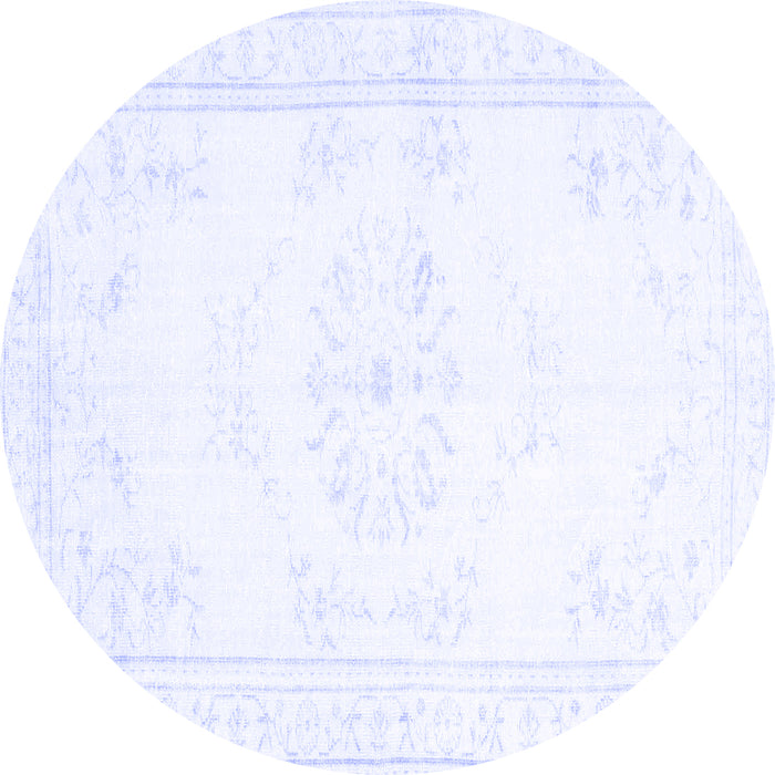Round Machine Washable Abstract Blue Contemporary Rug, wshcon1368blu
