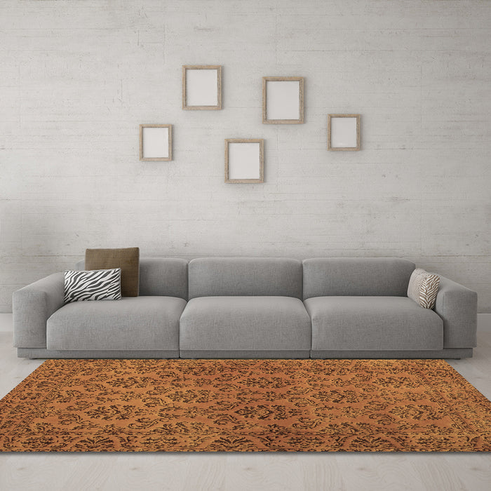Machine Washable Abstract Brown Contemporary Rug in a Living Room,, wshcon1369brn