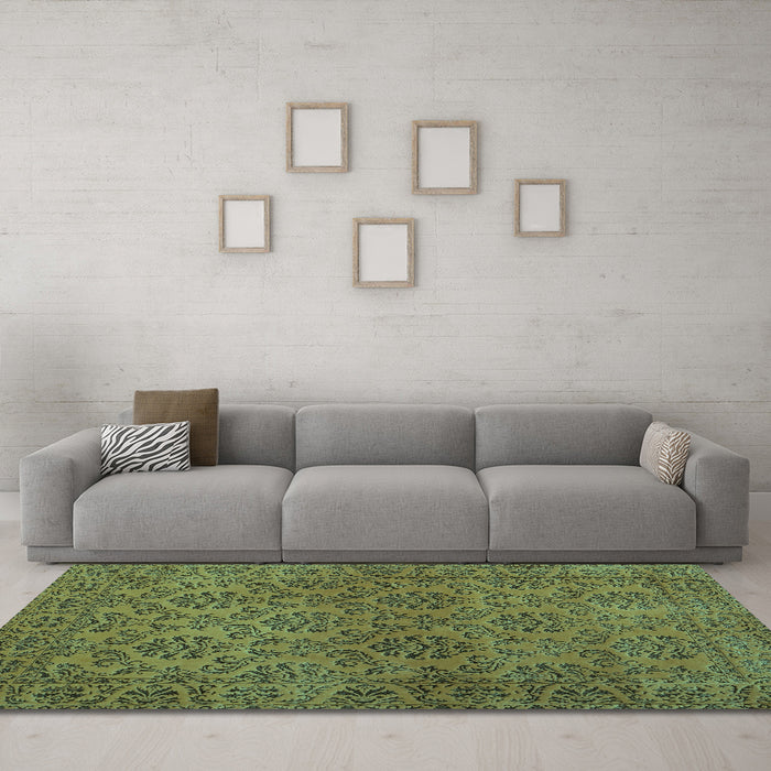 Machine Washable Abstract Turquoise Contemporary Area Rugs in a Living Room,, wshcon1369turq