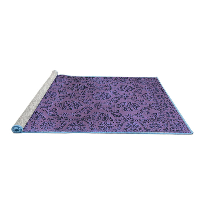 Sideview of Machine Washable Abstract Blue Contemporary Rug, wshcon1369blu