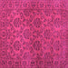 Square Machine Washable Abstract Pink Contemporary Rug, wshcon1369pnk