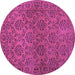 Round Abstract Purple Contemporary Rug, con1369pur