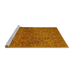 Sideview of Machine Washable Abstract Yellow Contemporary Rug, wshcon1369yw