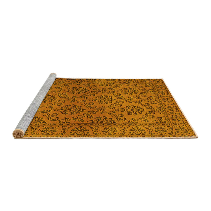 Sideview of Machine Washable Abstract Yellow Contemporary Rug, wshcon1369yw