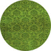 Square Abstract Green Contemporary Rug, con1369grn