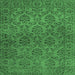 Square Machine Washable Abstract Emerald Green Contemporary Area Rugs, wshcon1369emgrn