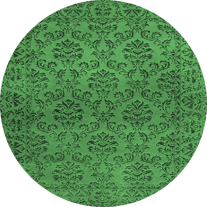 Round Abstract Emerald Green Contemporary Rug, con1369emgrn