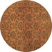 Round Abstract Brown Contemporary Rug, con1369brn