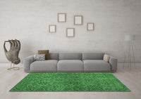 Machine Washable Abstract Emerald Green Contemporary Rug, wshcon1369emgrn