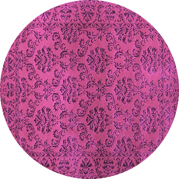 Round Machine Washable Abstract Purple Contemporary Area Rugs, wshcon1369pur