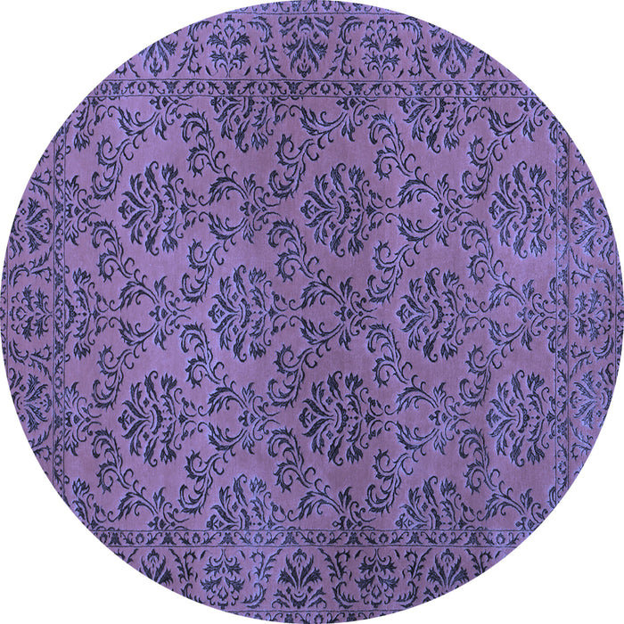 Round Abstract Blue Contemporary Rug, con1369blu