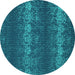 Round Persian Turquoise Bohemian Rug, con136turq