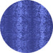 Round Persian Blue Bohemian Rug, con136blu