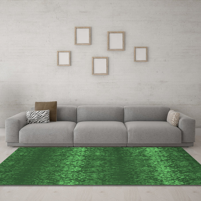 Machine Washable Persian Emerald Green Bohemian Area Rugs in a Living Room,, wshcon136emgrn