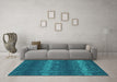 Machine Washable Persian Turquoise Bohemian Area Rugs in a Living Room,, wshcon136turq