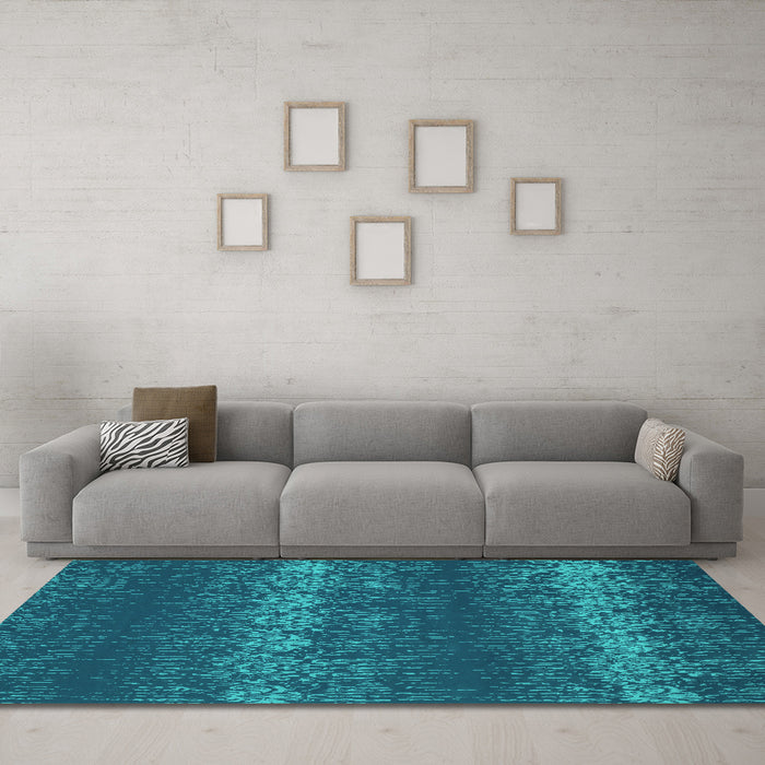 Machine Washable Persian Turquoise Bohemian Area Rugs in a Living Room,, wshcon136turq