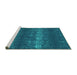 Sideview of Machine Washable Persian Turquoise Bohemian Area Rugs, wshcon136turq