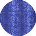 Round Machine Washable Persian Blue Bohemian Rug, wshcon136blu