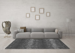 Machine Washable Persian Gray Bohemian Rug in a Living Room,, wshcon136gry