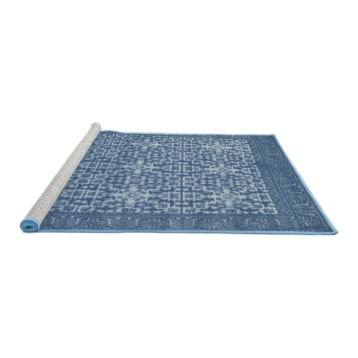 Serging Thickness of Machine Washable Contemporary Denim Blue Rug, wshcon137